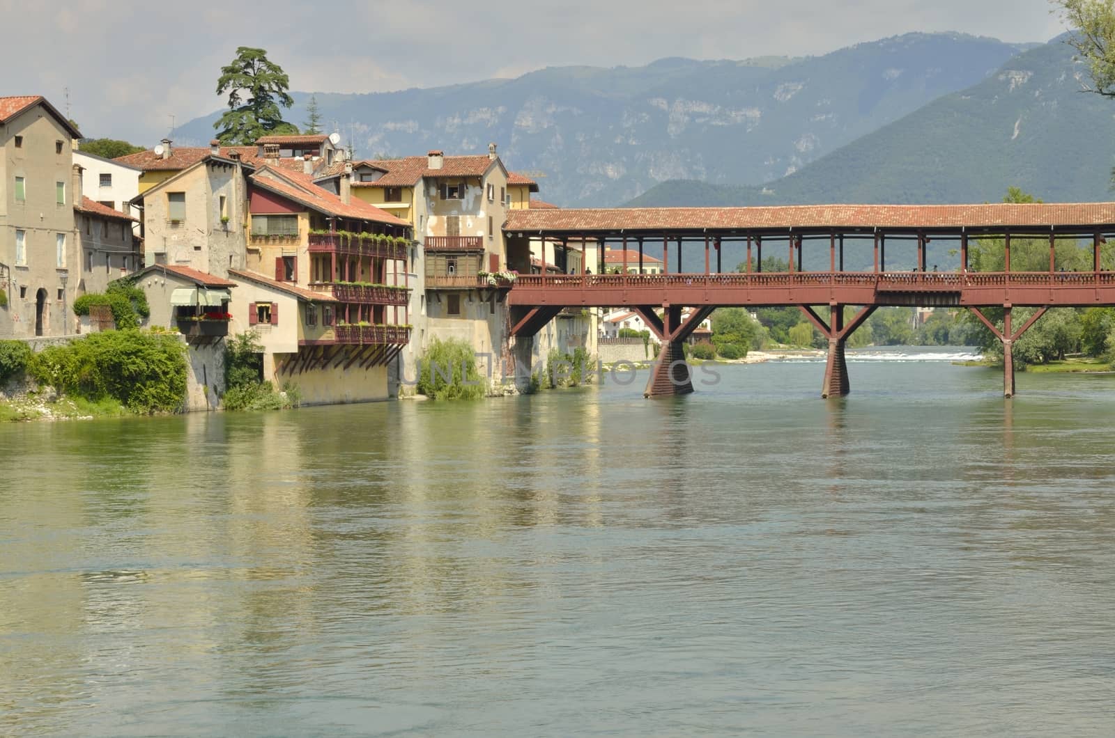 Alpini  bridge is the covered wooden pontoon bridge designed by the architect Andrea Palladio in 1569. The bridge is located in Bassano del Grappa, Italy  and was destroyed many times, the last time in World War II. The bridge spans the river Brenta.
