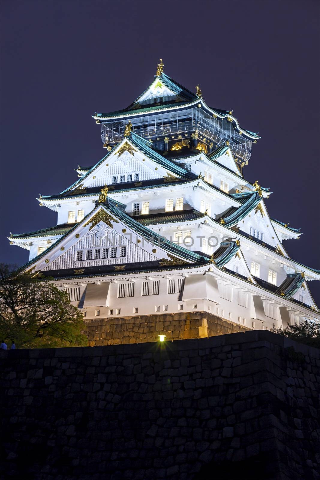 Osaka Castle at night in Japan