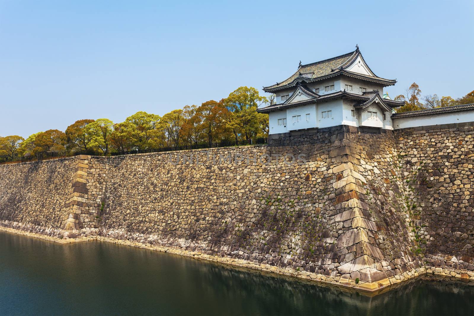 Osaka Castle along river in Japan by kawing921