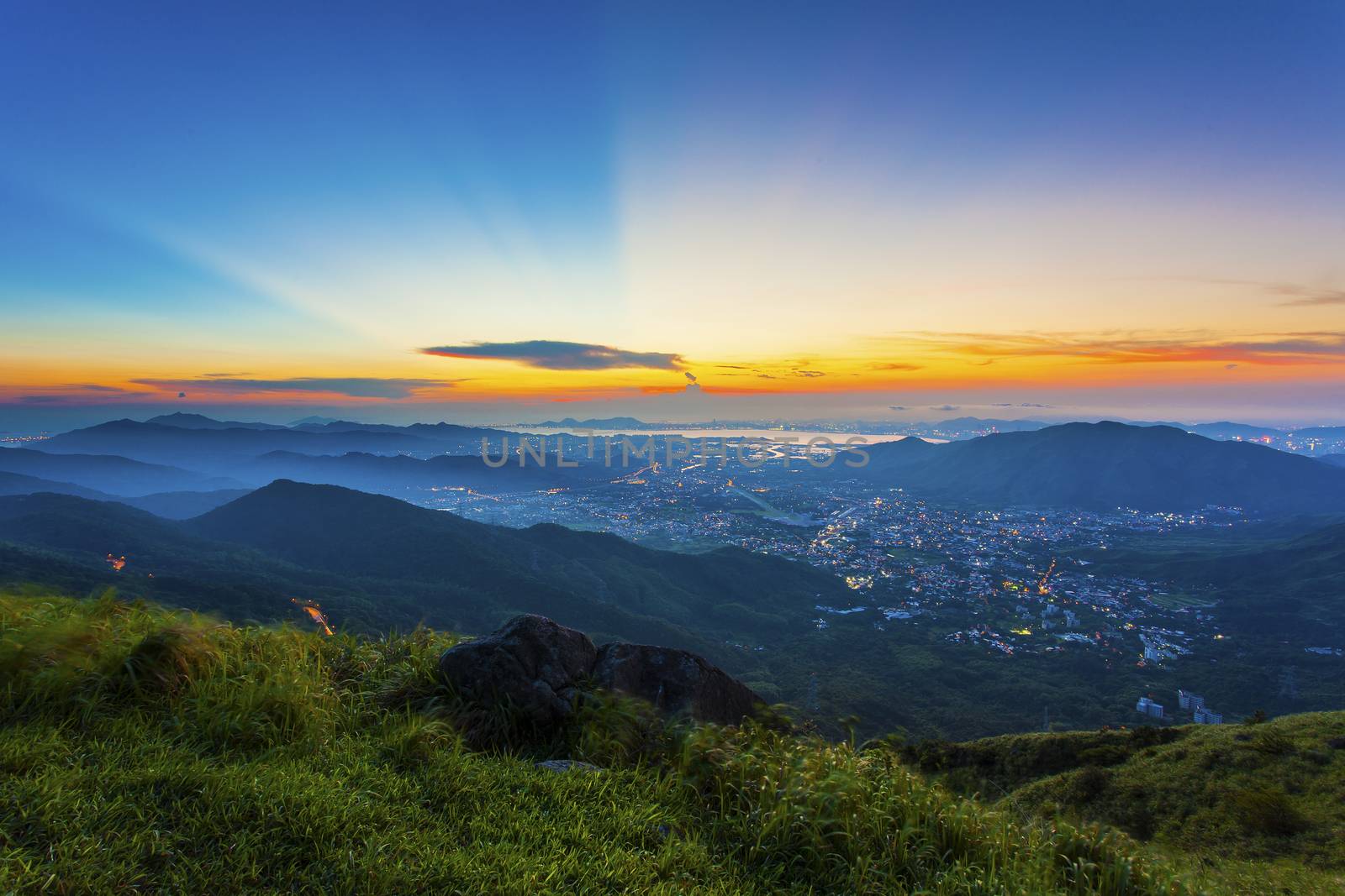 Mountain sunset in summer