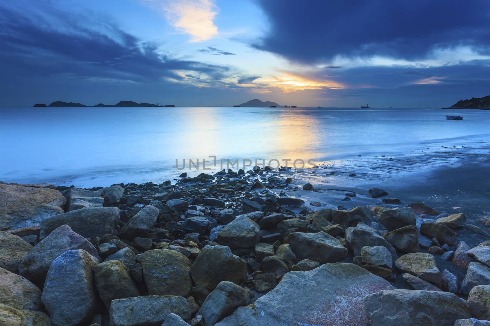 Sunset rocky coast