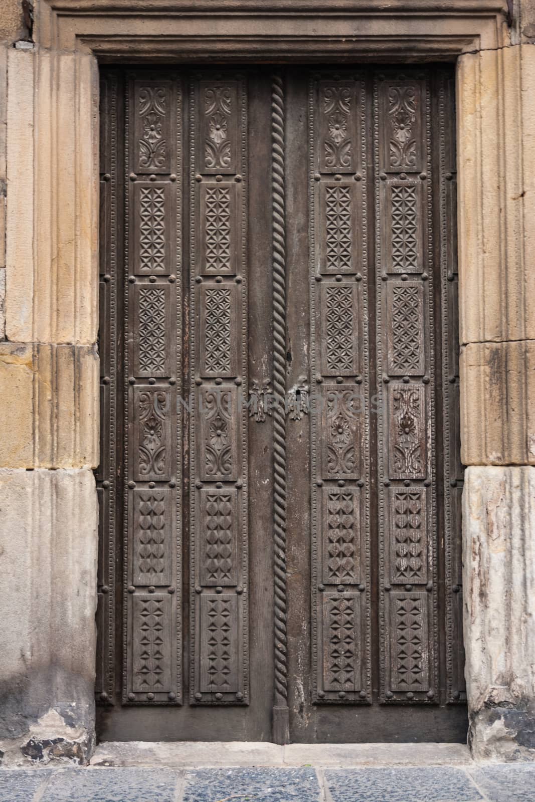Old wooden door with very beautiful carving decoration