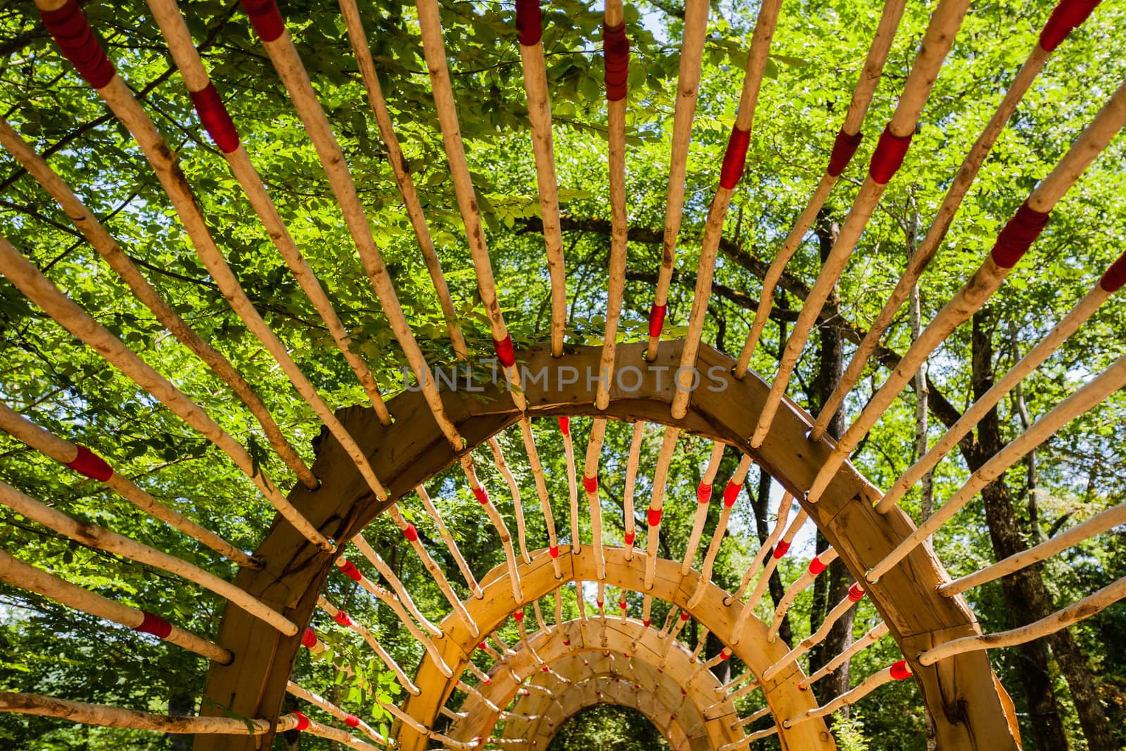 Wooden pergola in french garden by imagsan
