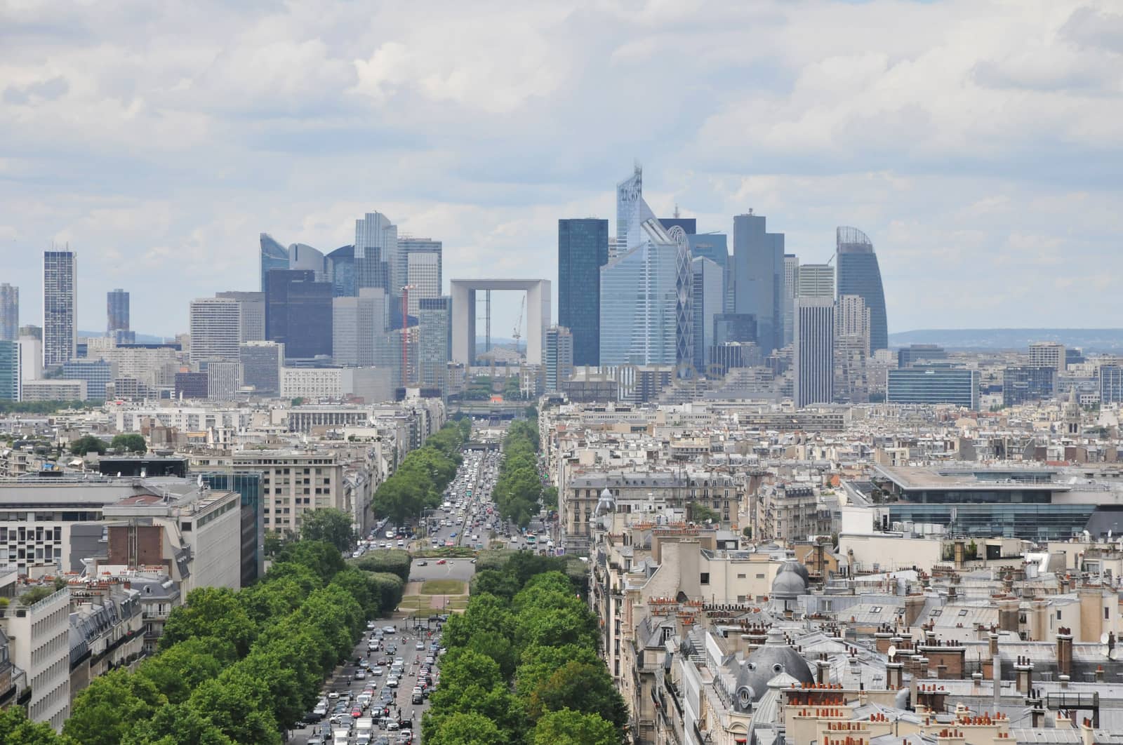 Defense Buildings in Paris with a cloudy sky