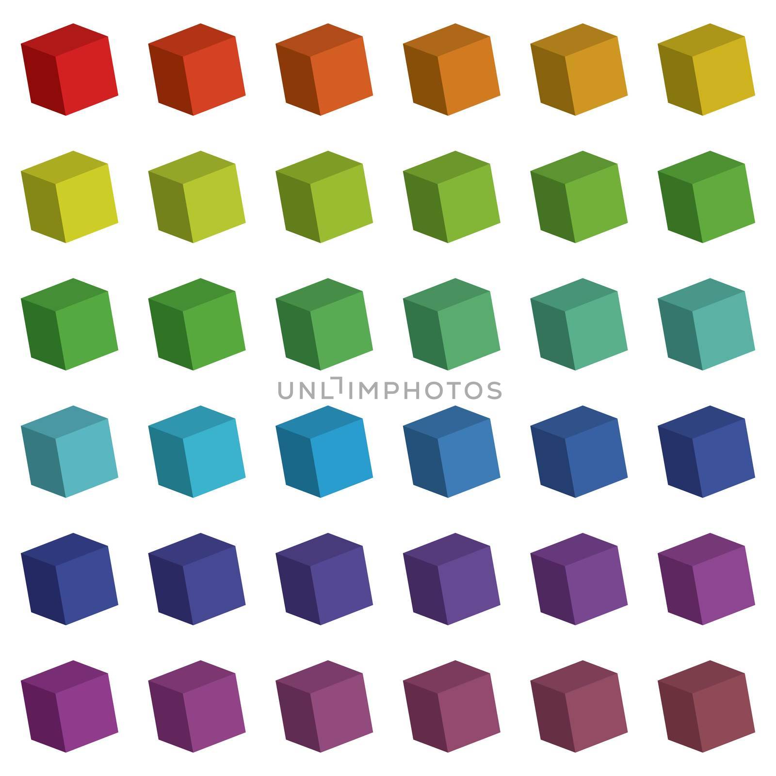 An Illustration of 3d cubes in various colours
