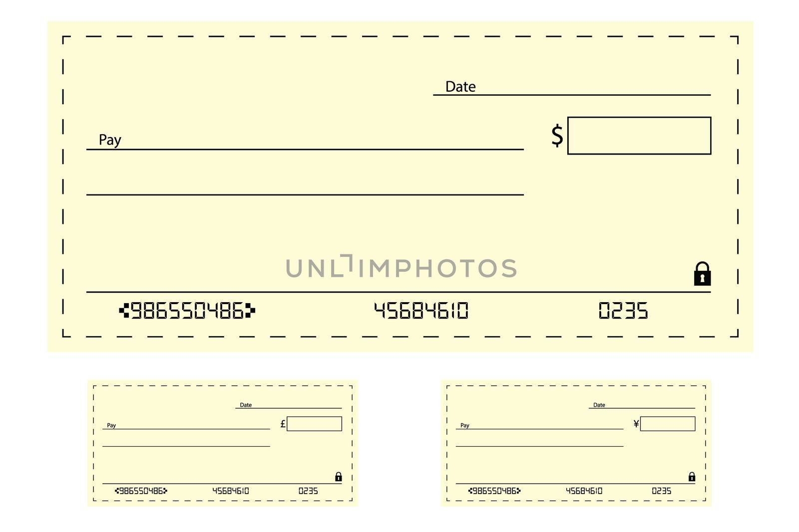 A Template of blank banking check / cheque