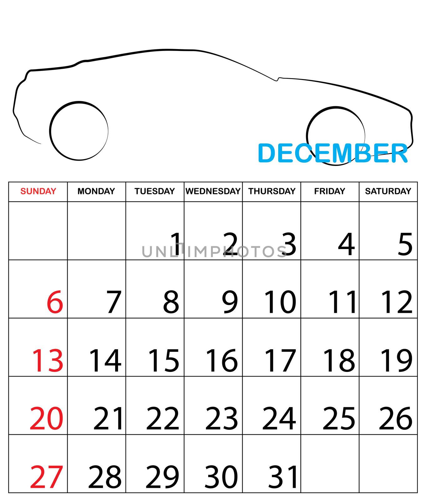 An Illustration of a Simple 2015 year calendar