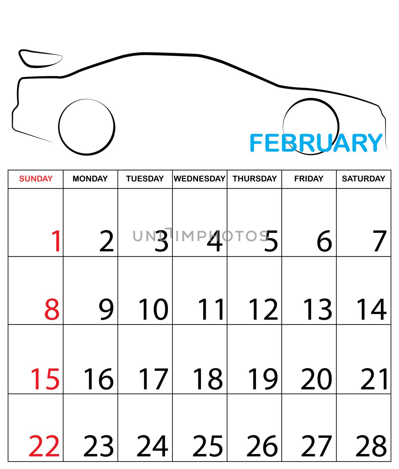 An Illustration of a Simple 2015 year calendar