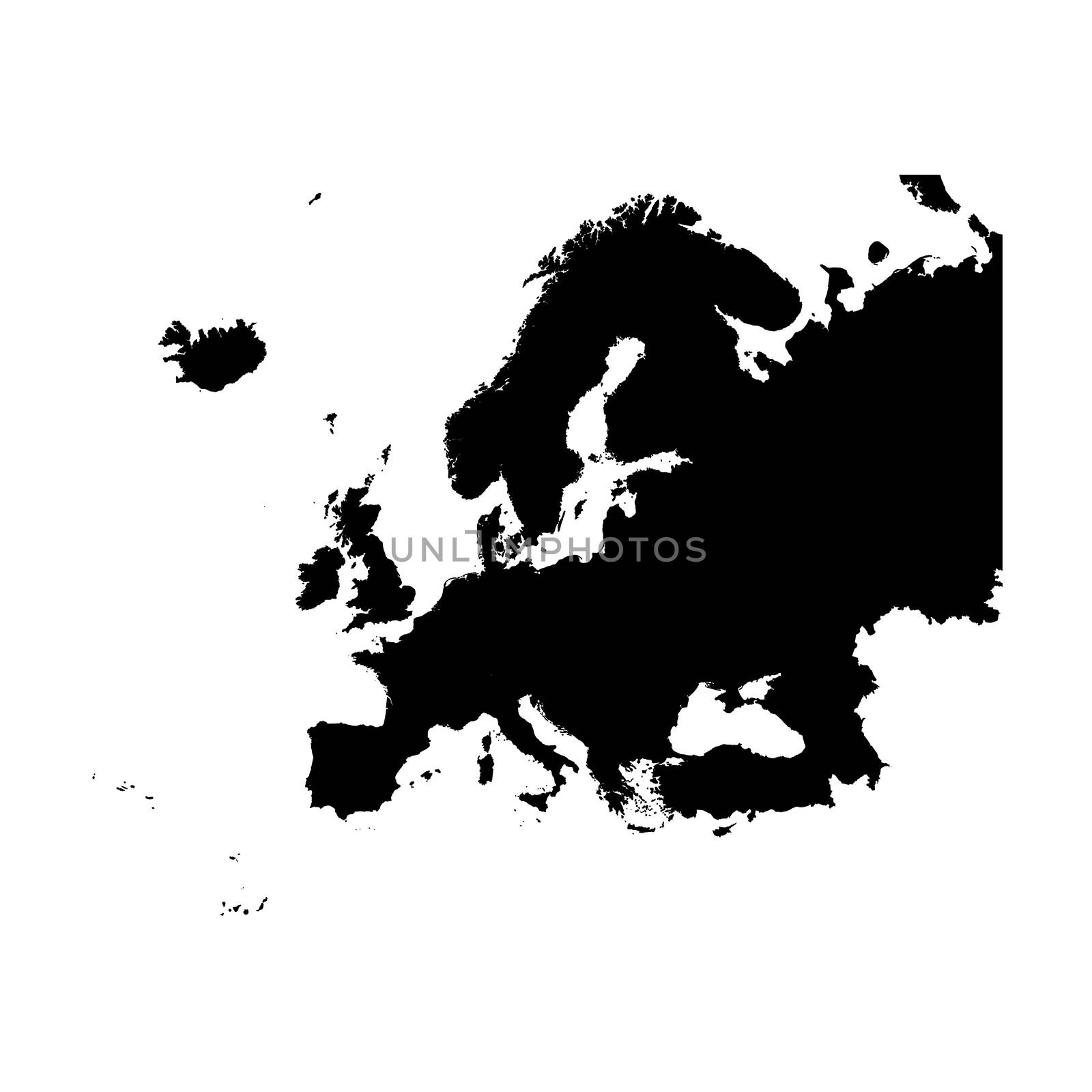 An Illustration on isolated background of the continent of Europe