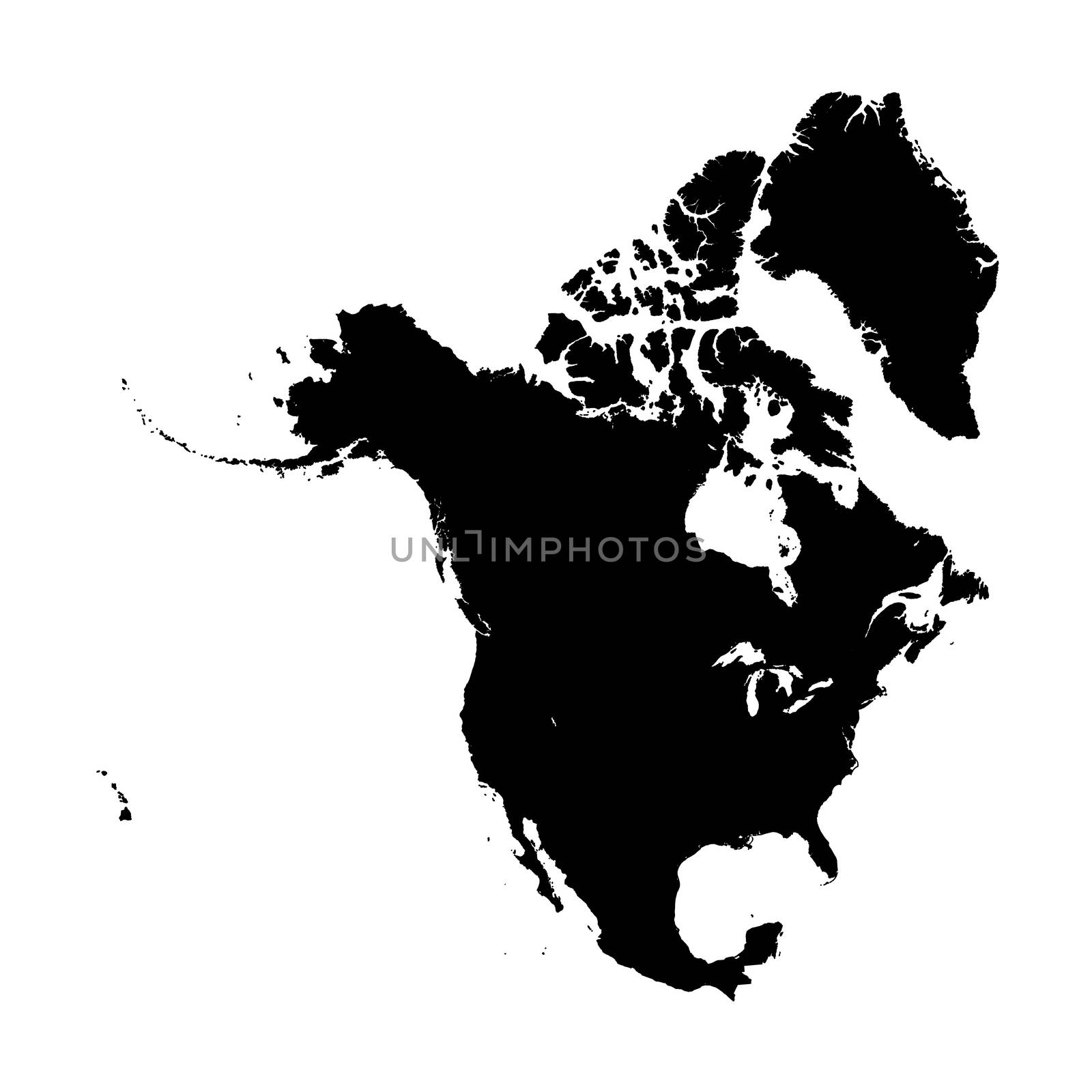 An Illustration on isolated background of the continent of North America