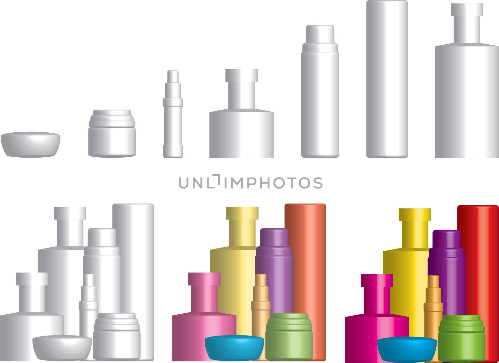 An Illustration of Various Cosmetics Containers