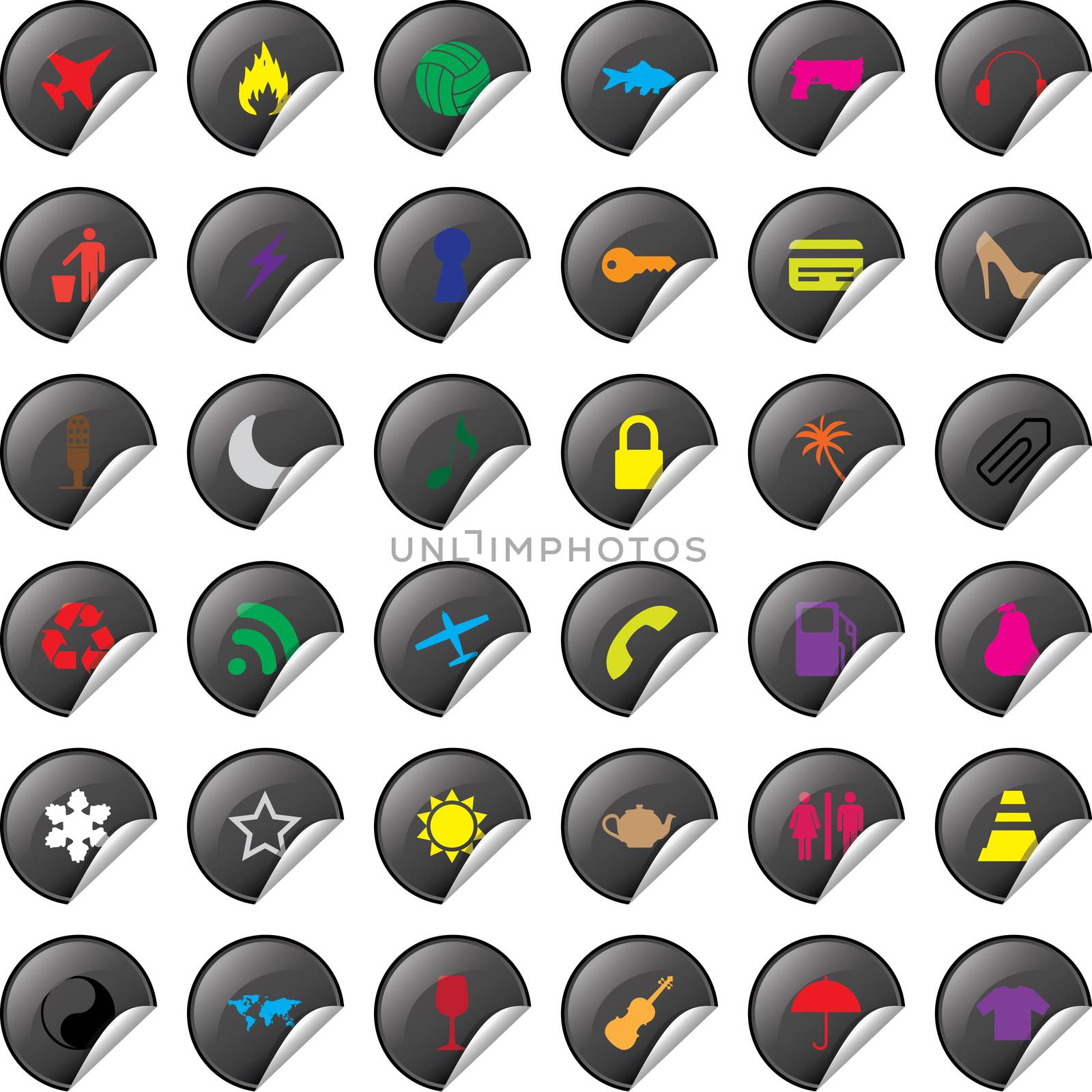 Illustration of a universal sticker icon set by DragonEyeMedia