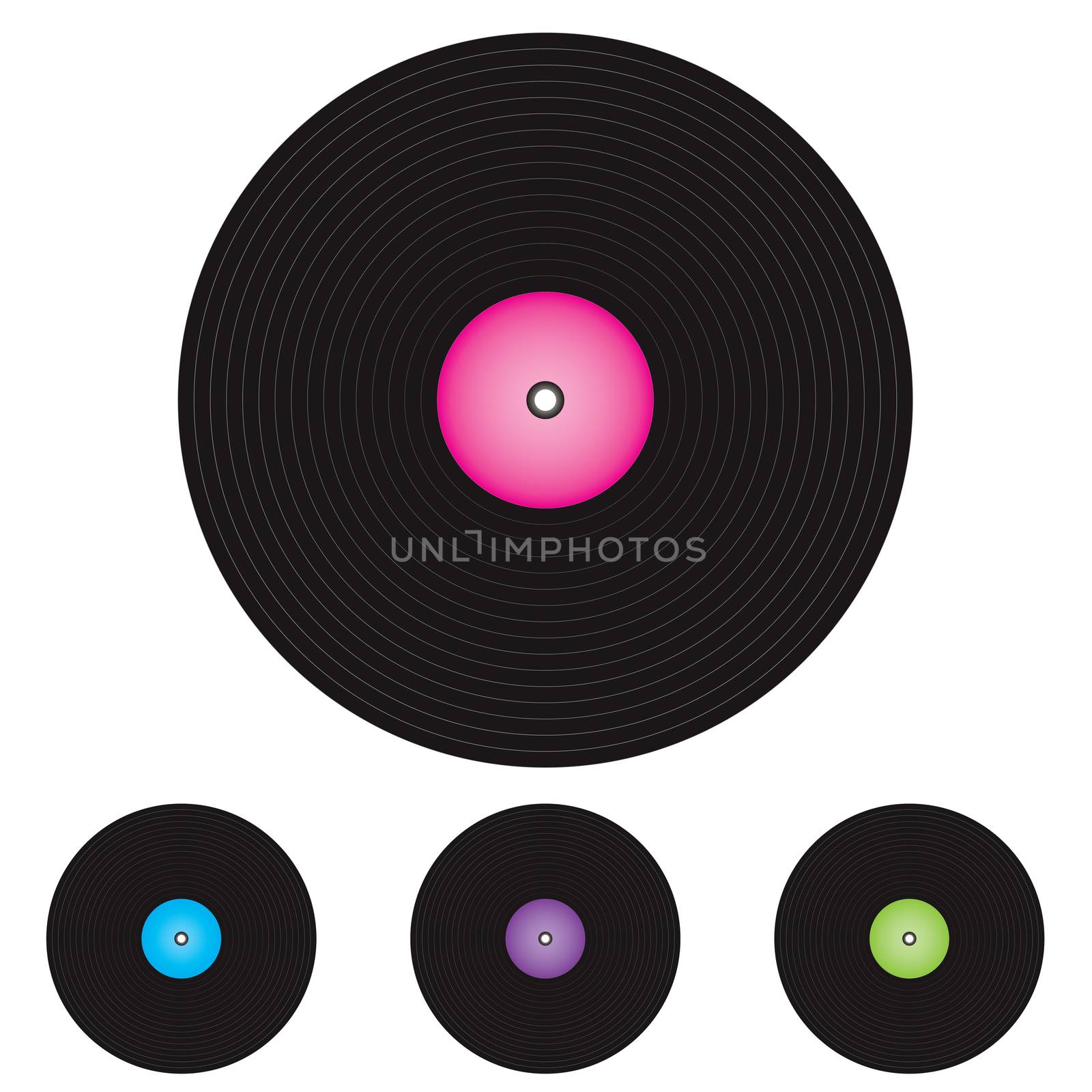 Black vinyl records isolated on white background by DragonEyeMedia