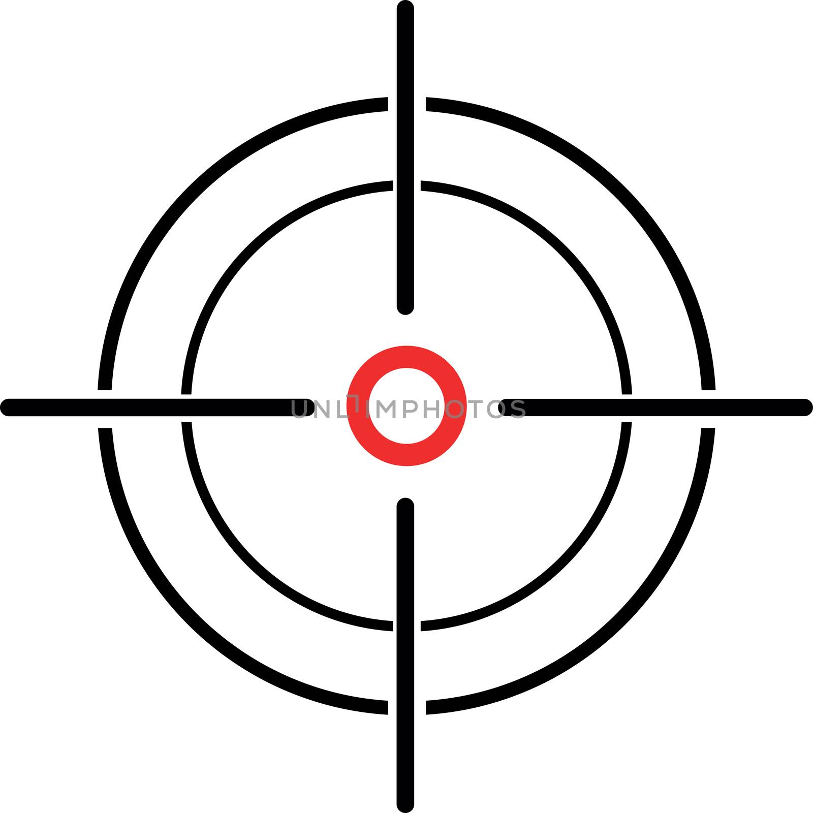 Illustration of a crosshair reticle on a white background by DragonEyeMedia