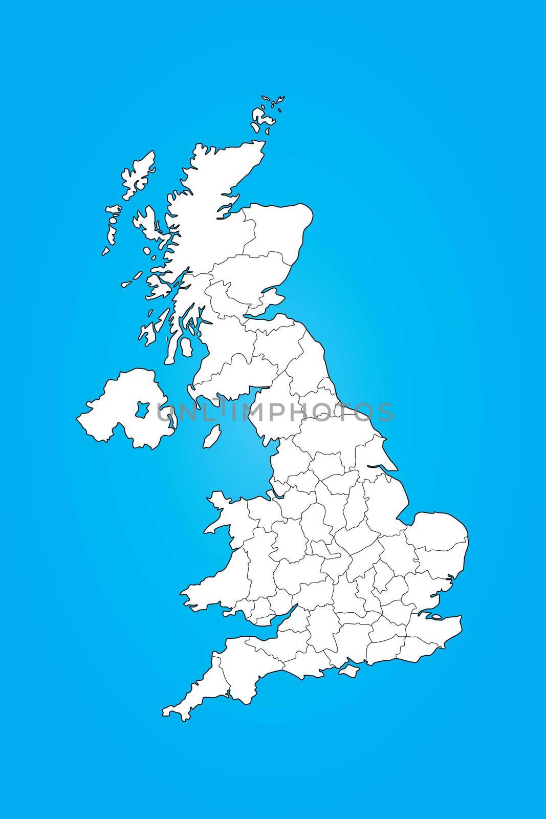 UK Map Illustration, United Kingdom, Great Britain by DragonEyeMedia