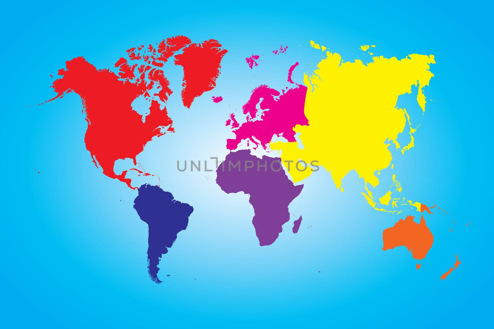 Illustration of a Colored map of world by DragonEyeMedia