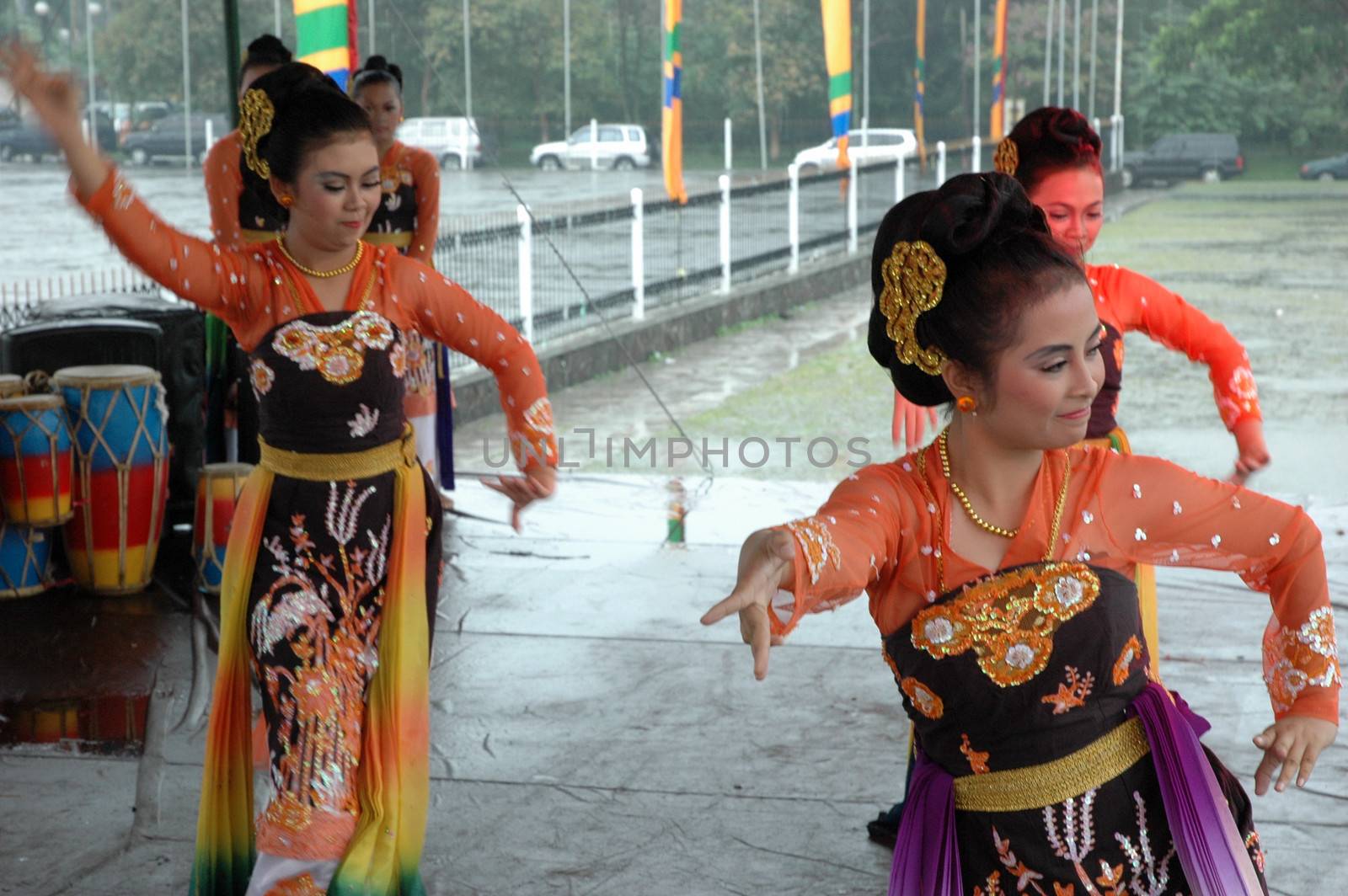 Bandung, Indonesia - March 9, 2008: Jaipong dancers that performed at Tegalega Park Bandung, West Java-Indonesia.