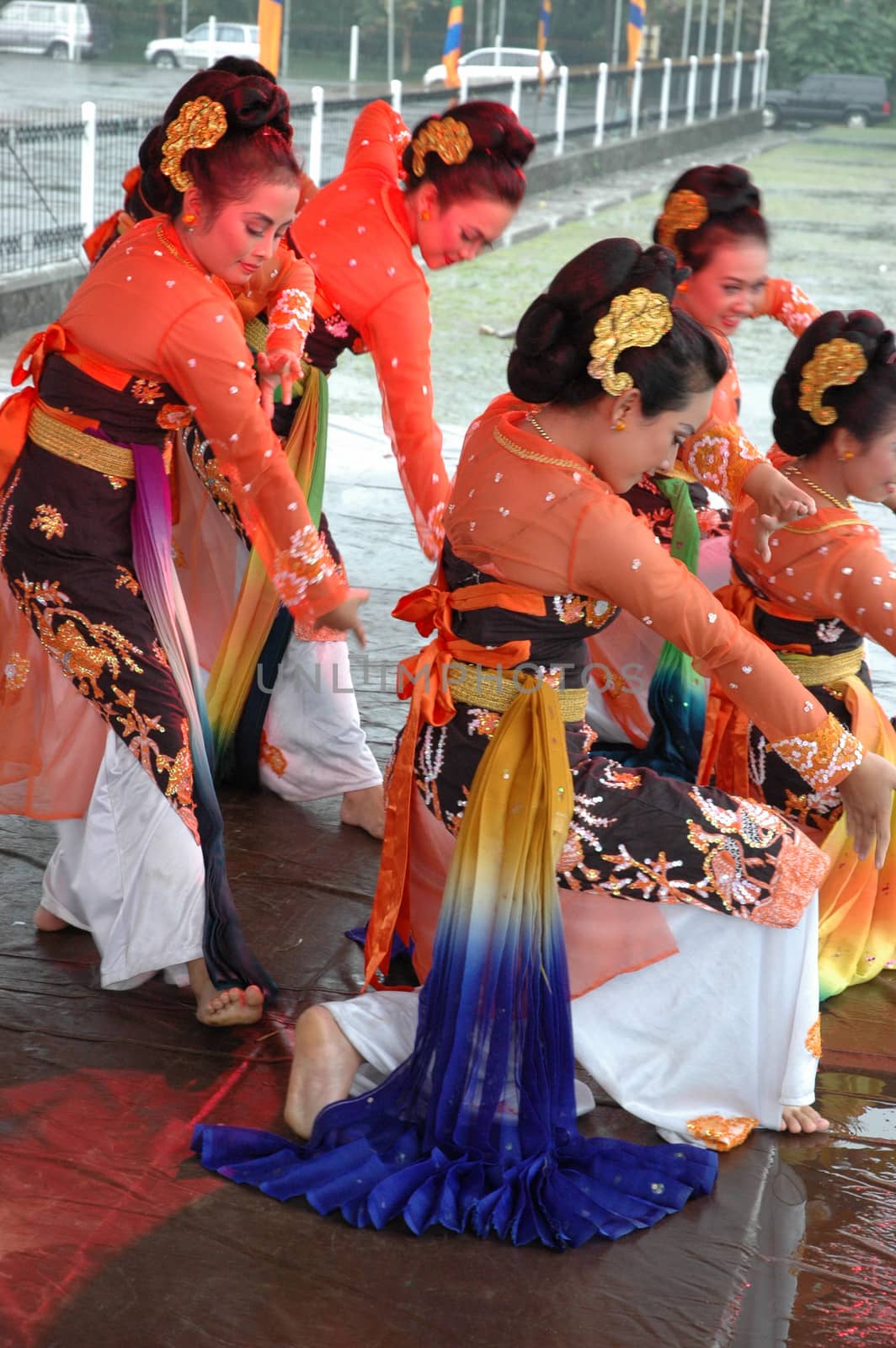 Bandung, Indonesia - March 9, 2008: Jaipong dancers that performed at Tegalega Park Bandung, West Java-Indonesia.