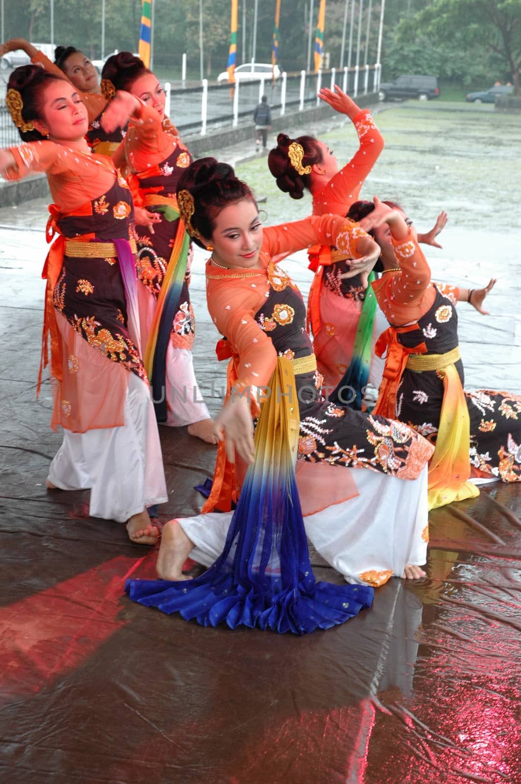 Bandung, Indonesia - March 9, 2008: Jaipong dancers that performed at Tegalega Park Bandung, West Java-Indonesia.