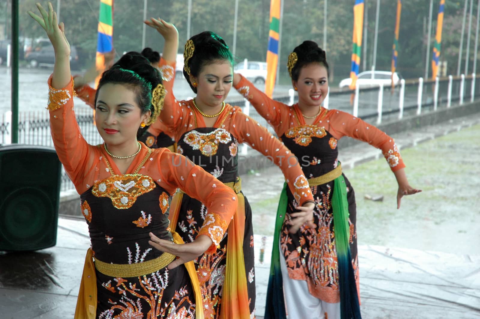 Bandung, Indonesia - March 9, 2008: Jaipong dancers that performed at Tegalega Park Bandung, West Java-Indonesia.