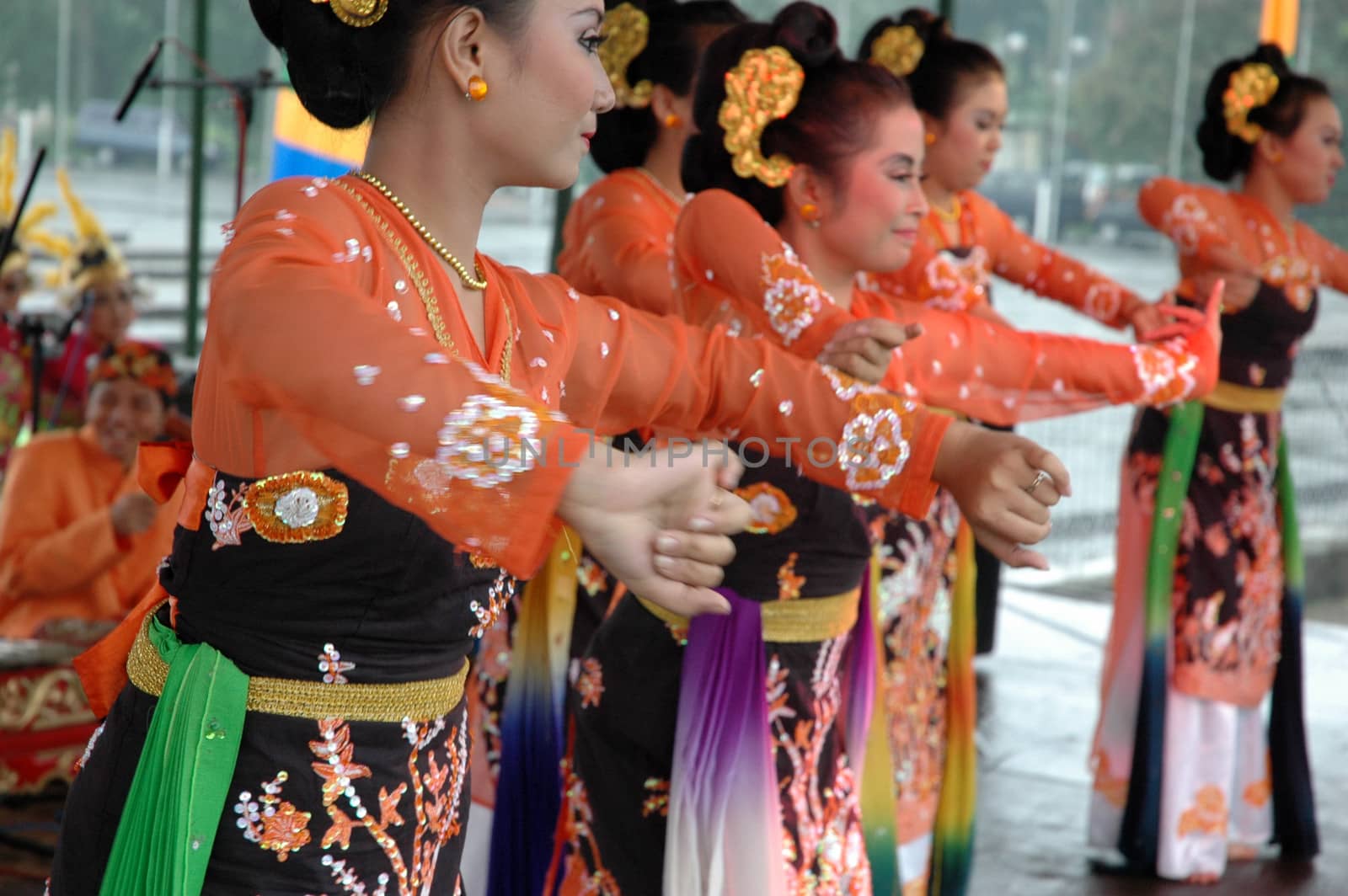 Bandung, Indonesia - March 9, 2008: Jaipong dancers that performed at Tegalega Park Bandung, West Java-Indonesia.