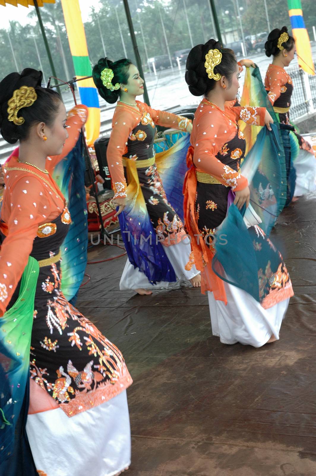 Bandung, Indonesia - March 9, 2008: Jaipong dancers that performed at Tegalega Park Bandung, West Java-Indonesia.