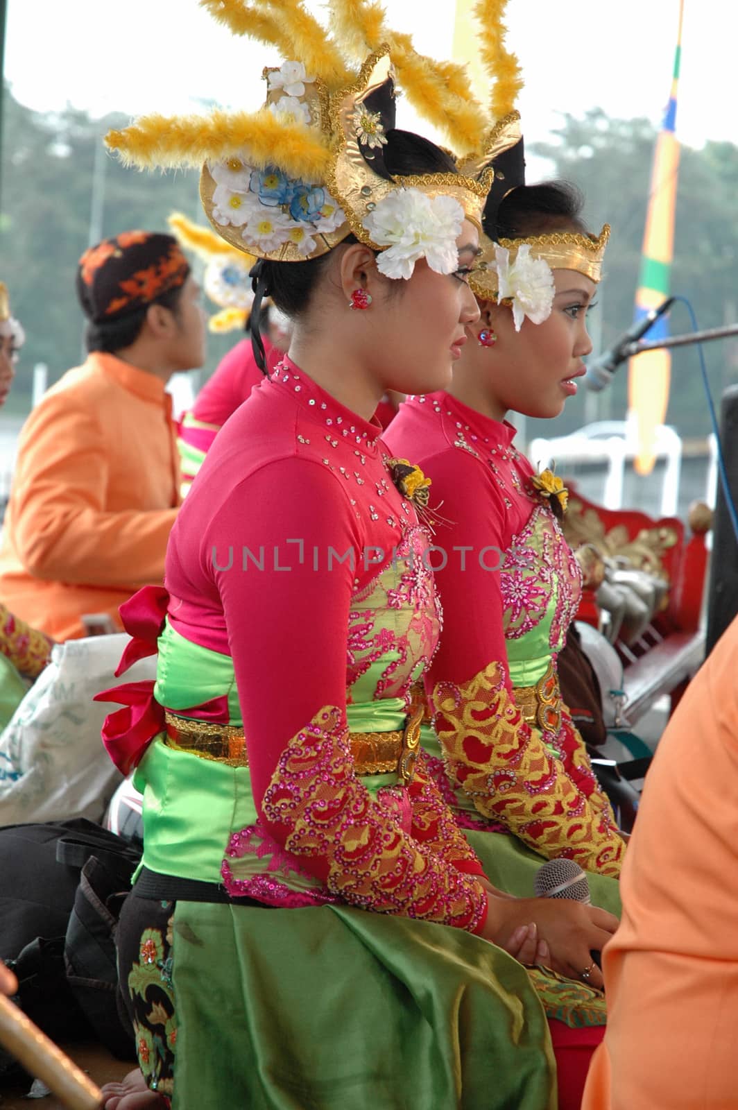 Bandung, Indonesia - March 9, 2008: Dancer member that gather together and make preparation before get performing on stage at Tegalega Park Bandung, West Java-Indonesia.