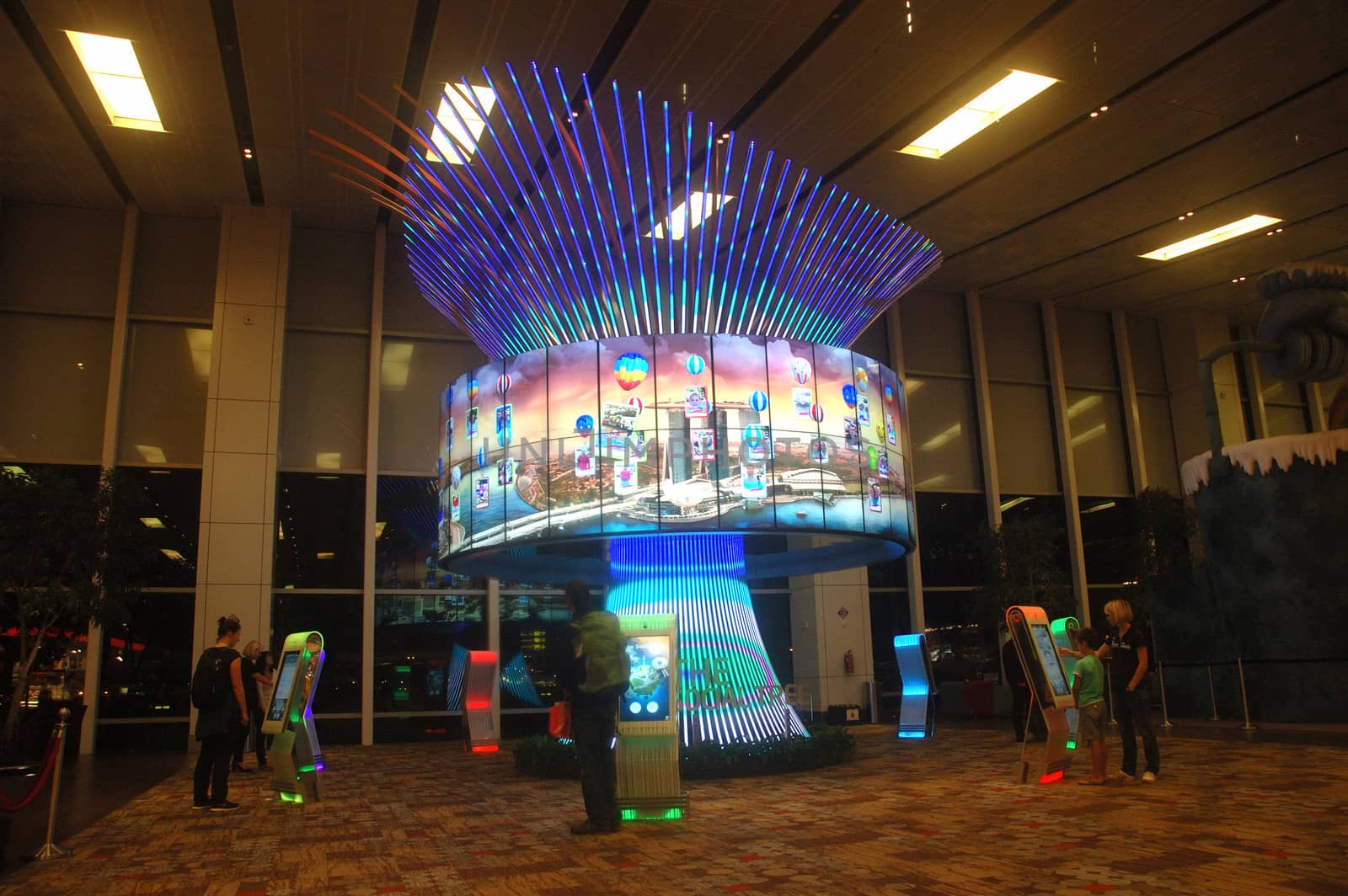 Singapore, Singapore - January 15, 2014: Social Tree ornament at Terminal 1 Changi International Airport, Singapore.