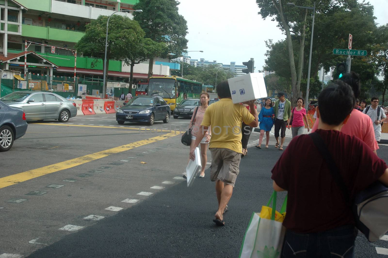 Singapore, Singapore - January 18, 2014: Daytime scenery of Rochor road, Singapore.