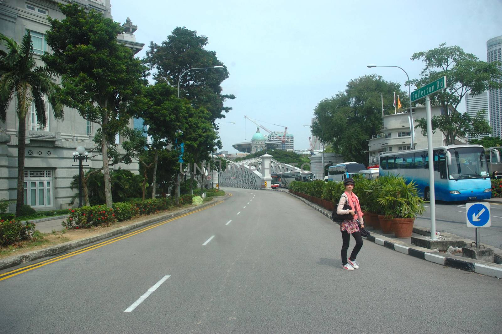 Singapore, Singapore - January 18, 2014: Daytime scenery of Fullerton road, Singapore.