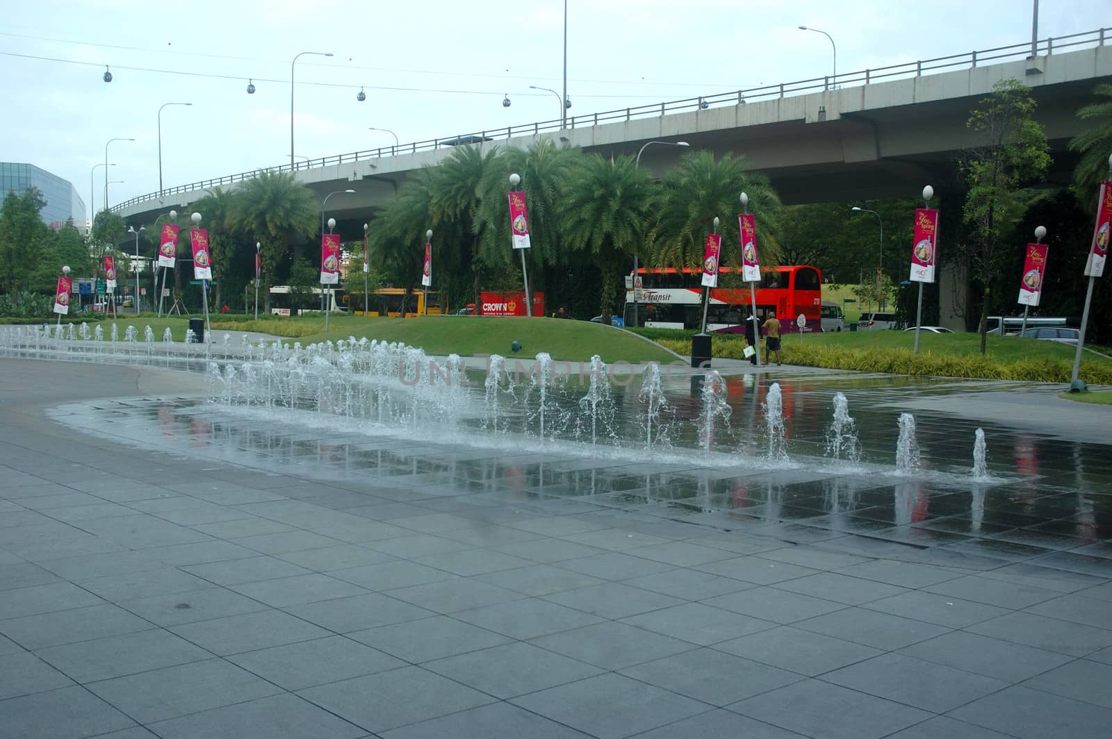 Singapore, Singapore - January 18, 2014: Garden fountain at Vivo City Singapore.