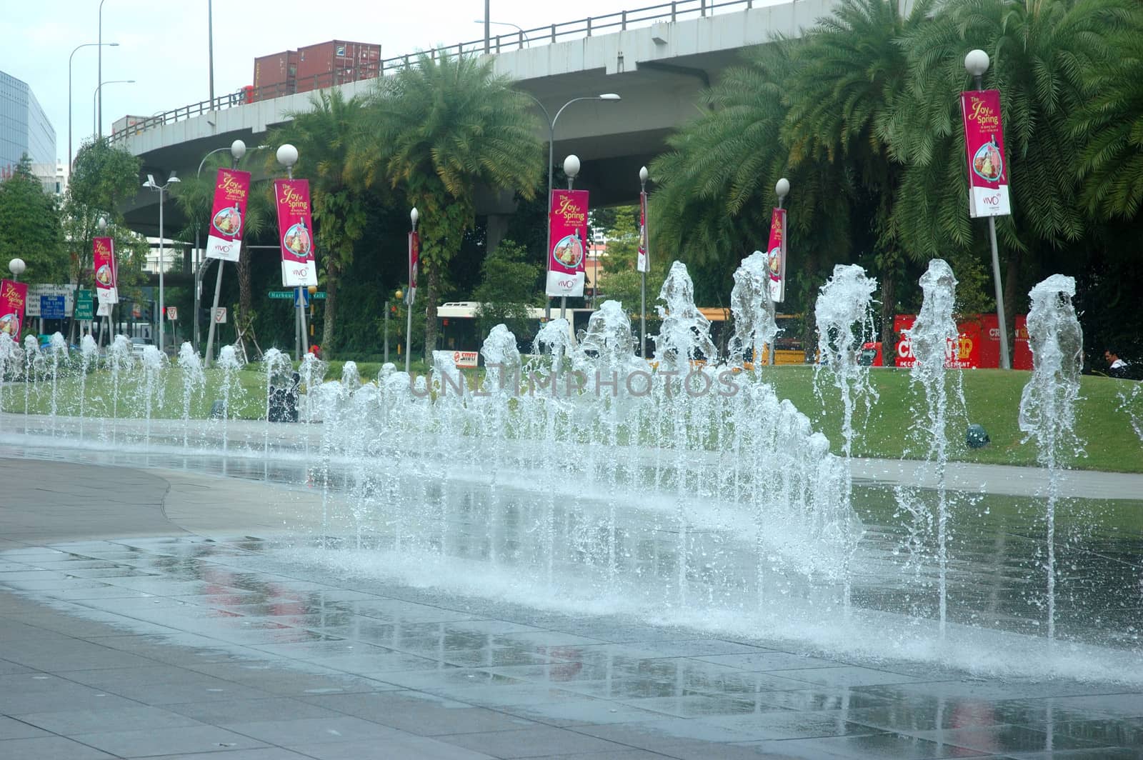 Singapore, Singapore - January 18, 2014: Garden fountain at Vivo City Singapore.