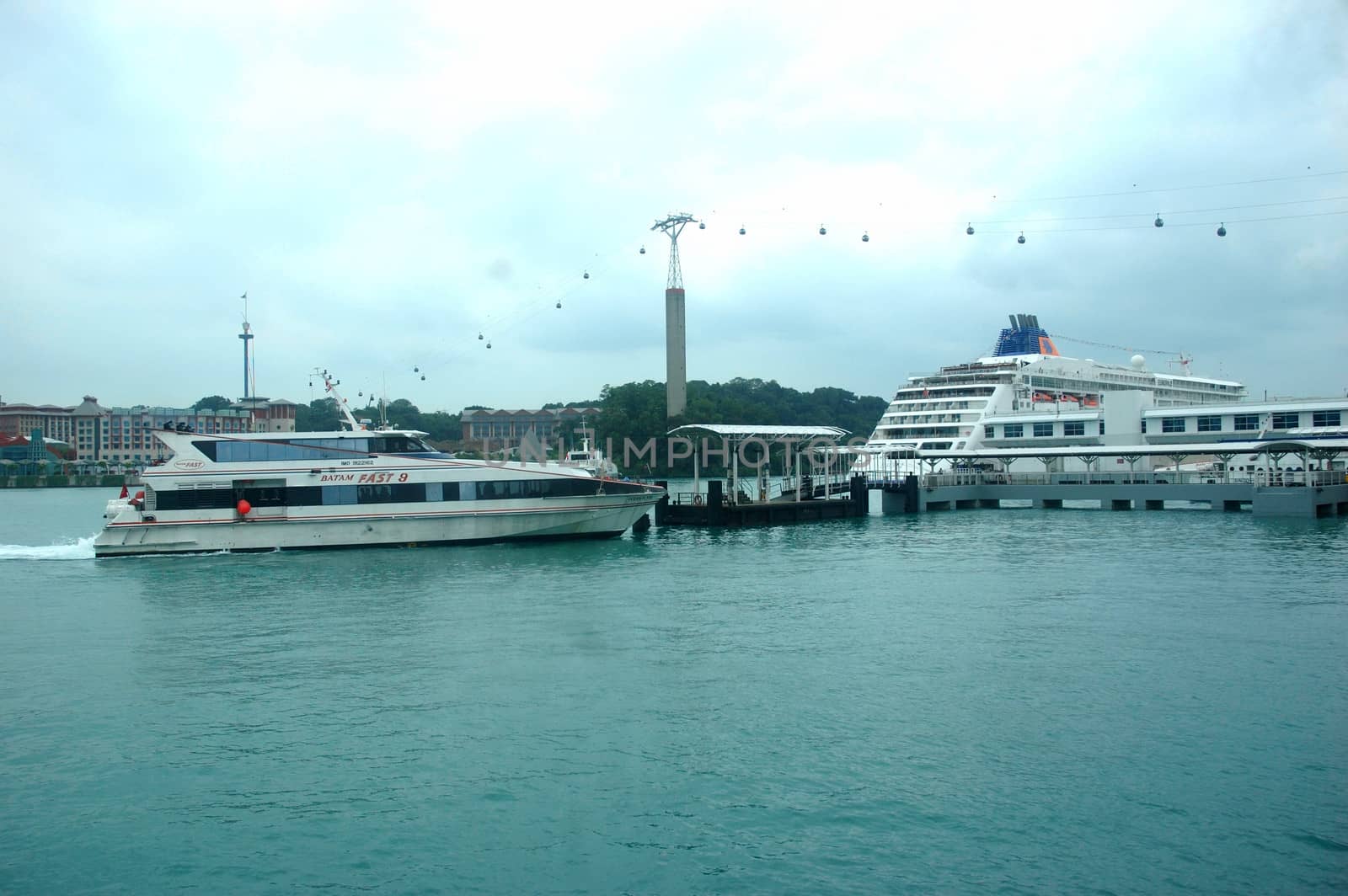 Harbour Front, Singapore - January 18, 2014: Scenery of cruise and boat harbour at Harbour Front, Singapore.
