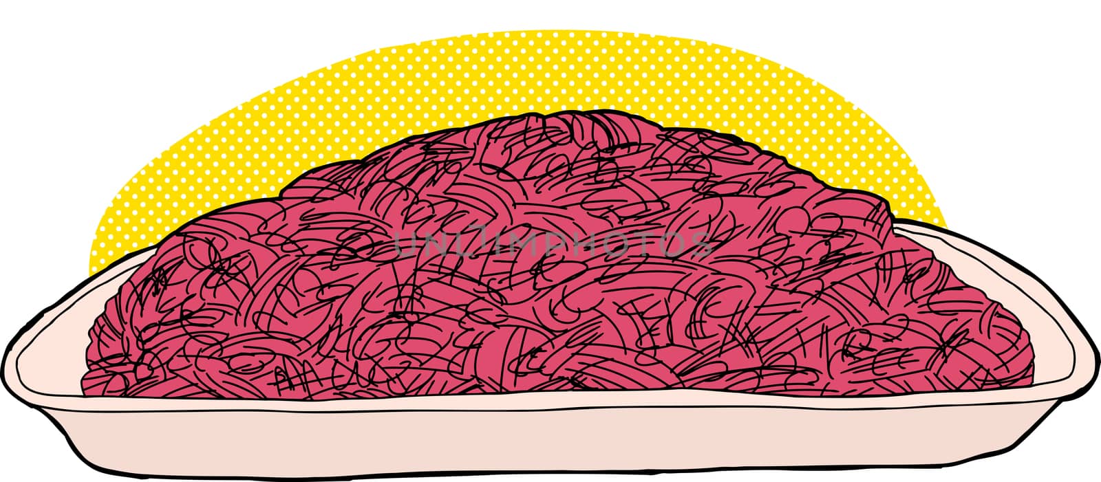 Raw ground beef inside pink styrofoam tray