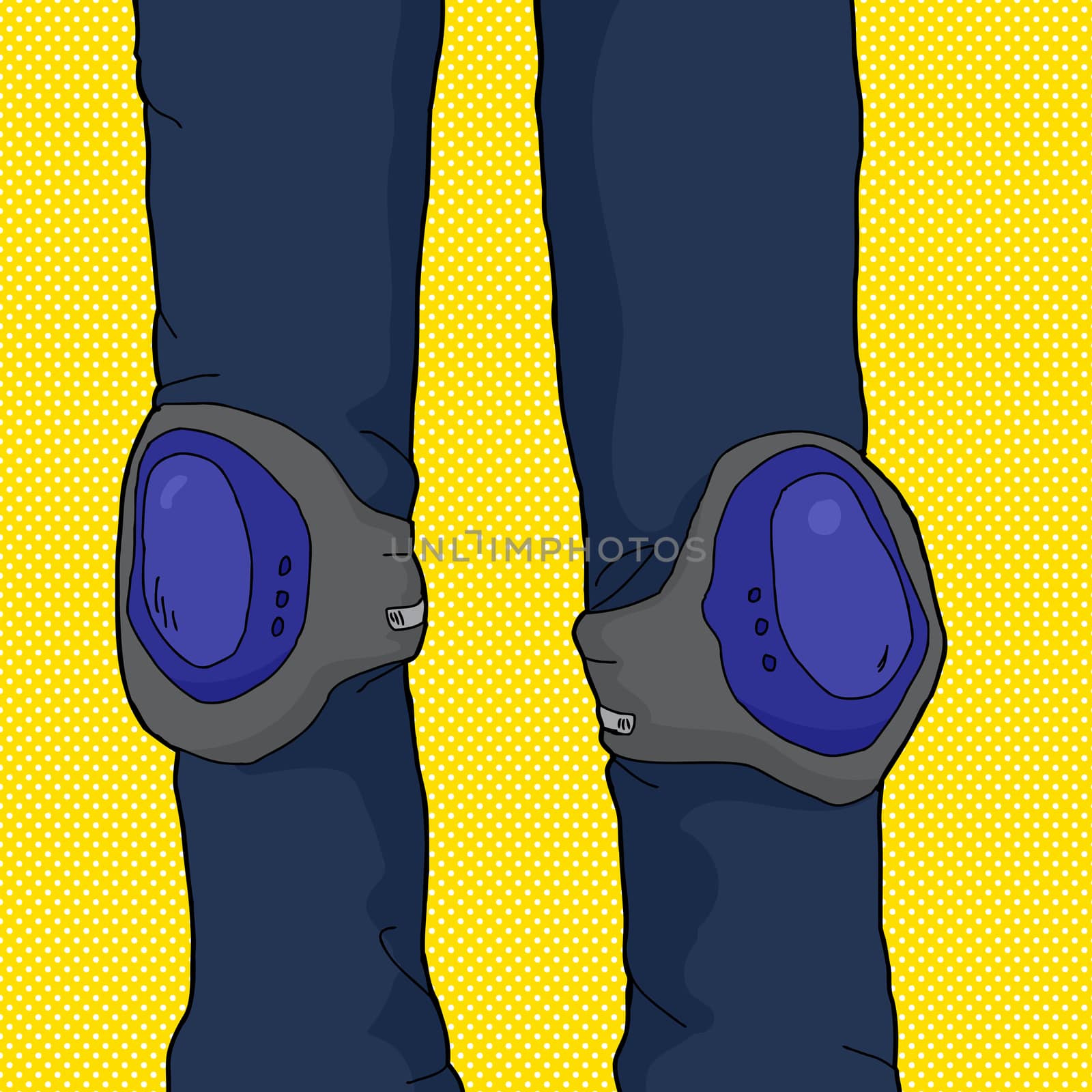 Close up of person in pants wearing knee pads