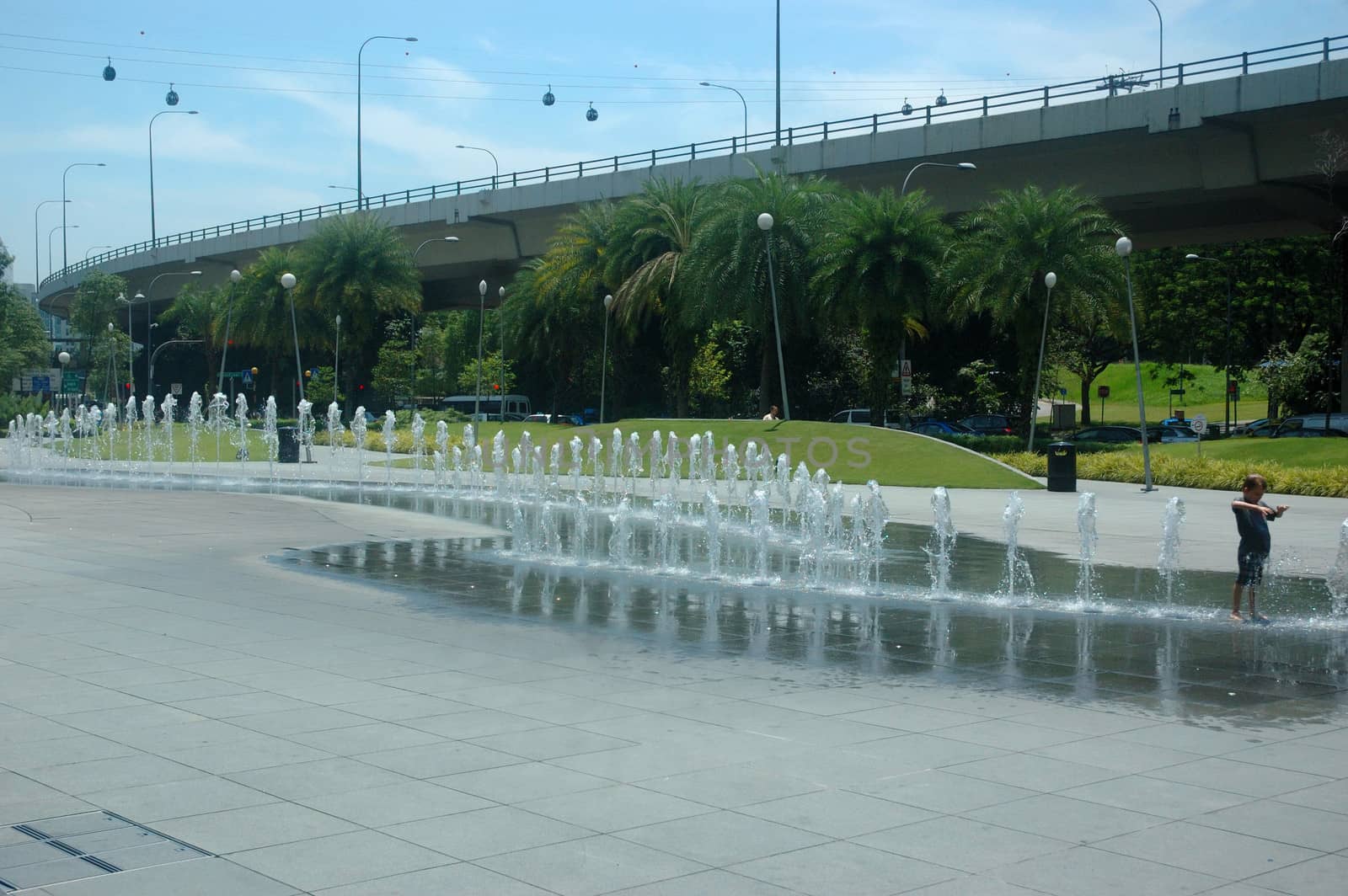 Singapore, Singapore - April 13, 2013: Garden fountain at Vivo City Singapore.