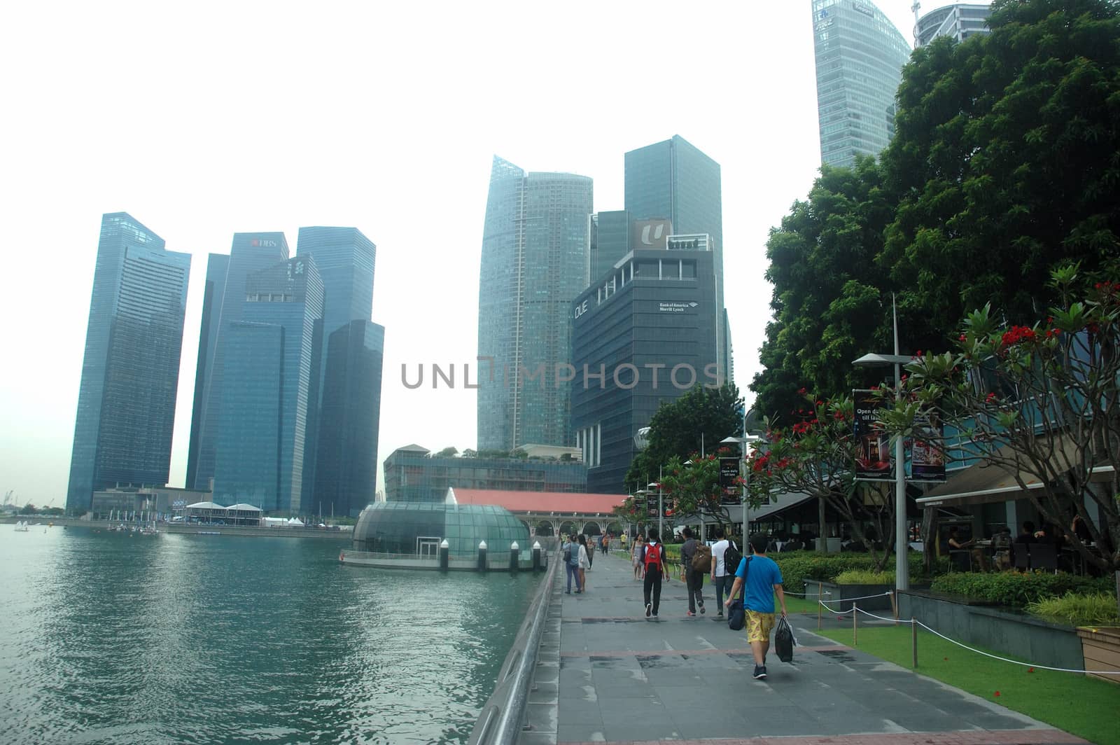 One Fullerton, Singapore - April 14, 2013: Skycraper building in One Fullerton area, Singapore.