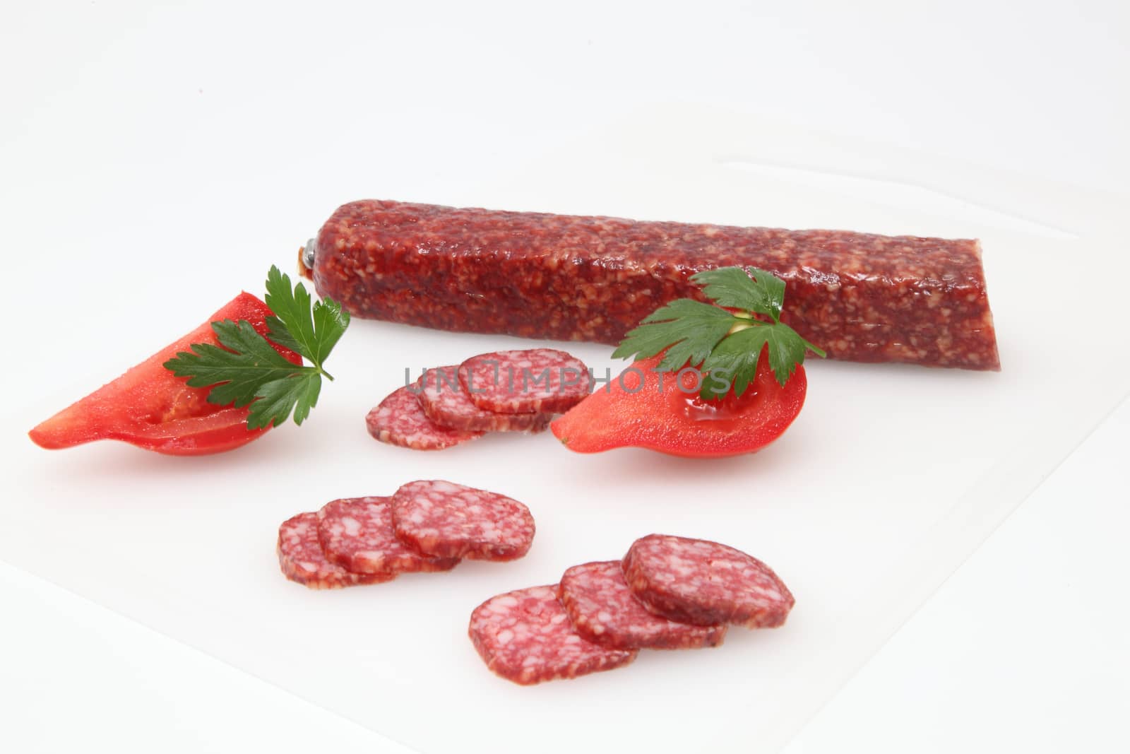 salami with tomato and parsley