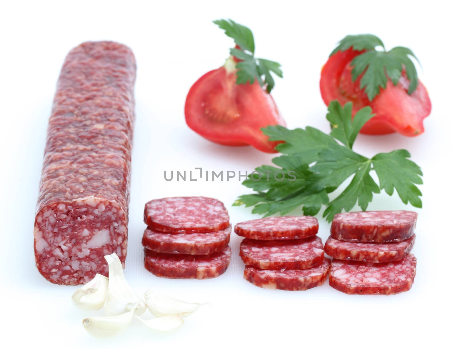 salami with tomato and parsley