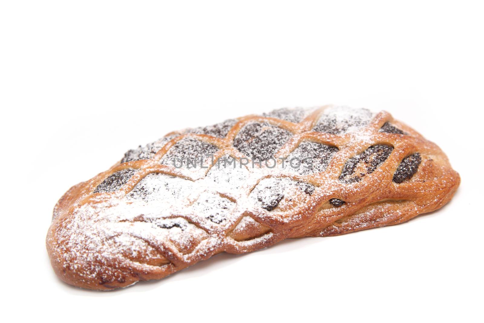 cake with poppy seeds on a white background