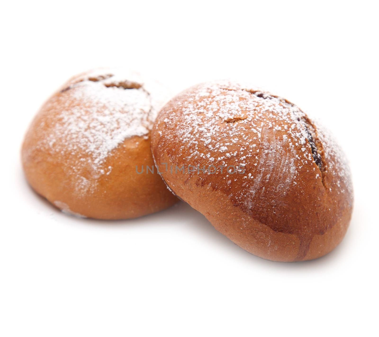 Two buns with jam isolated