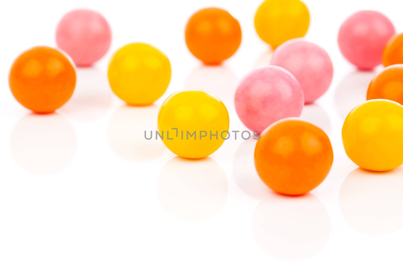 Colorful Gumballs  isolated over white background
