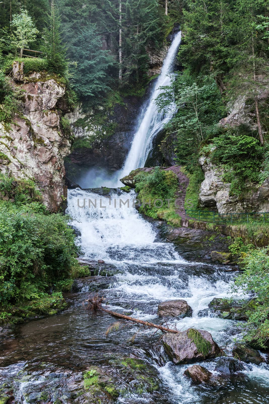 Waterfall in the forest of Trentino-Alto Adige, dolomites - Italy