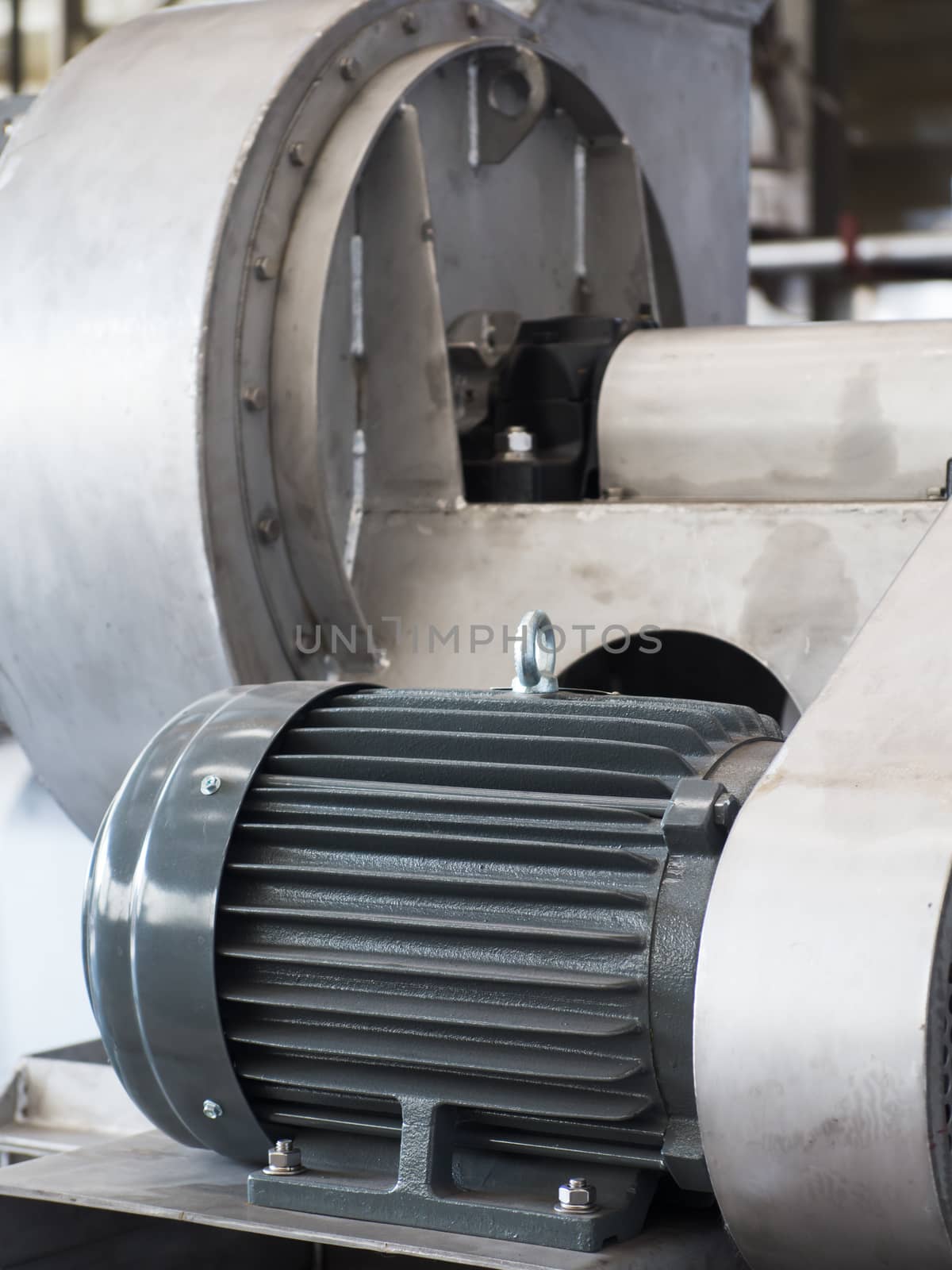 Electric motor as part of industrial ventilation system.
