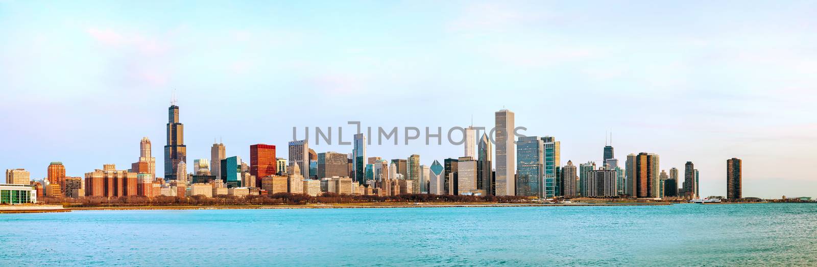Chicago downtown cityscape panorama in the morning