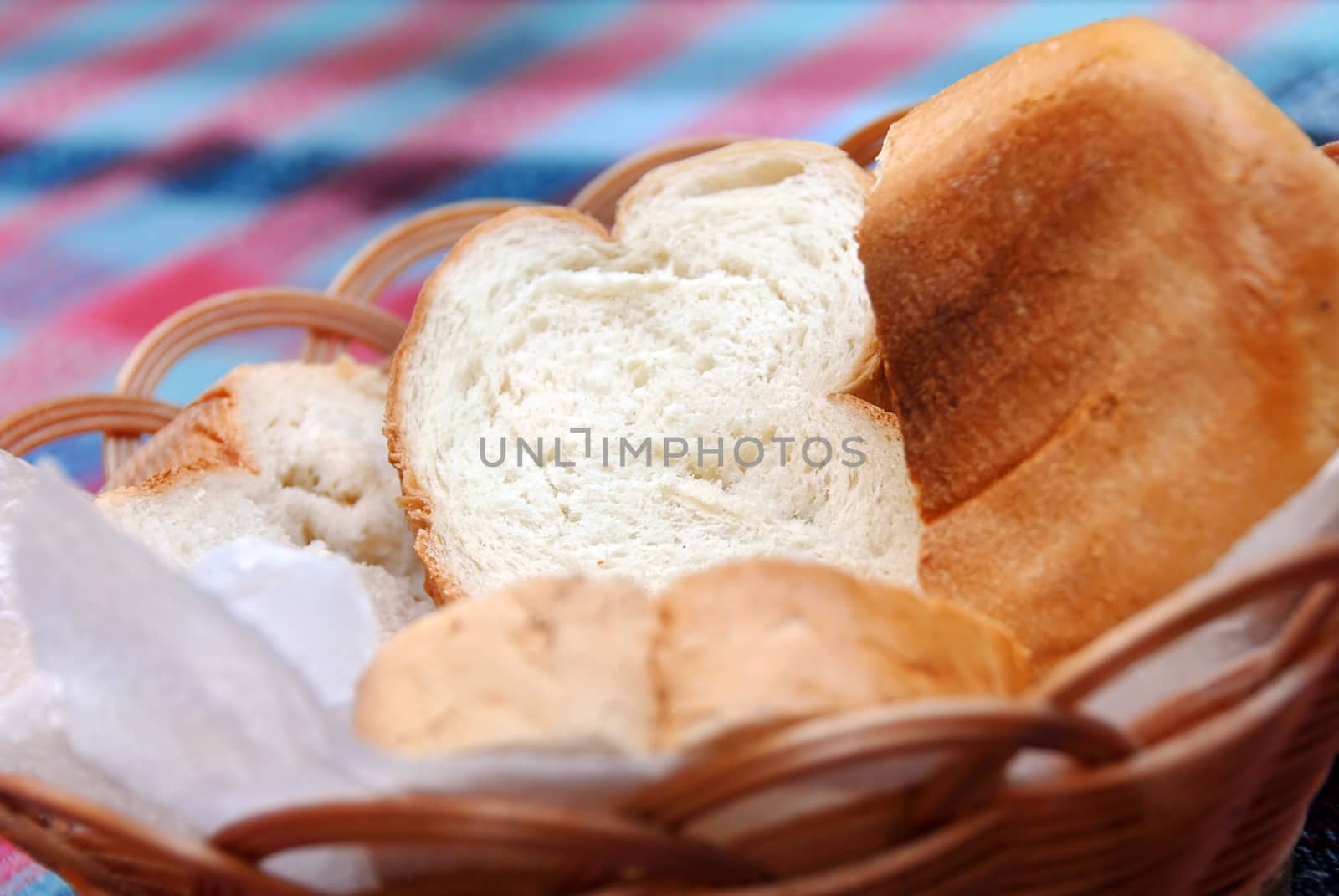 white fresh bread slices in punnet closeup