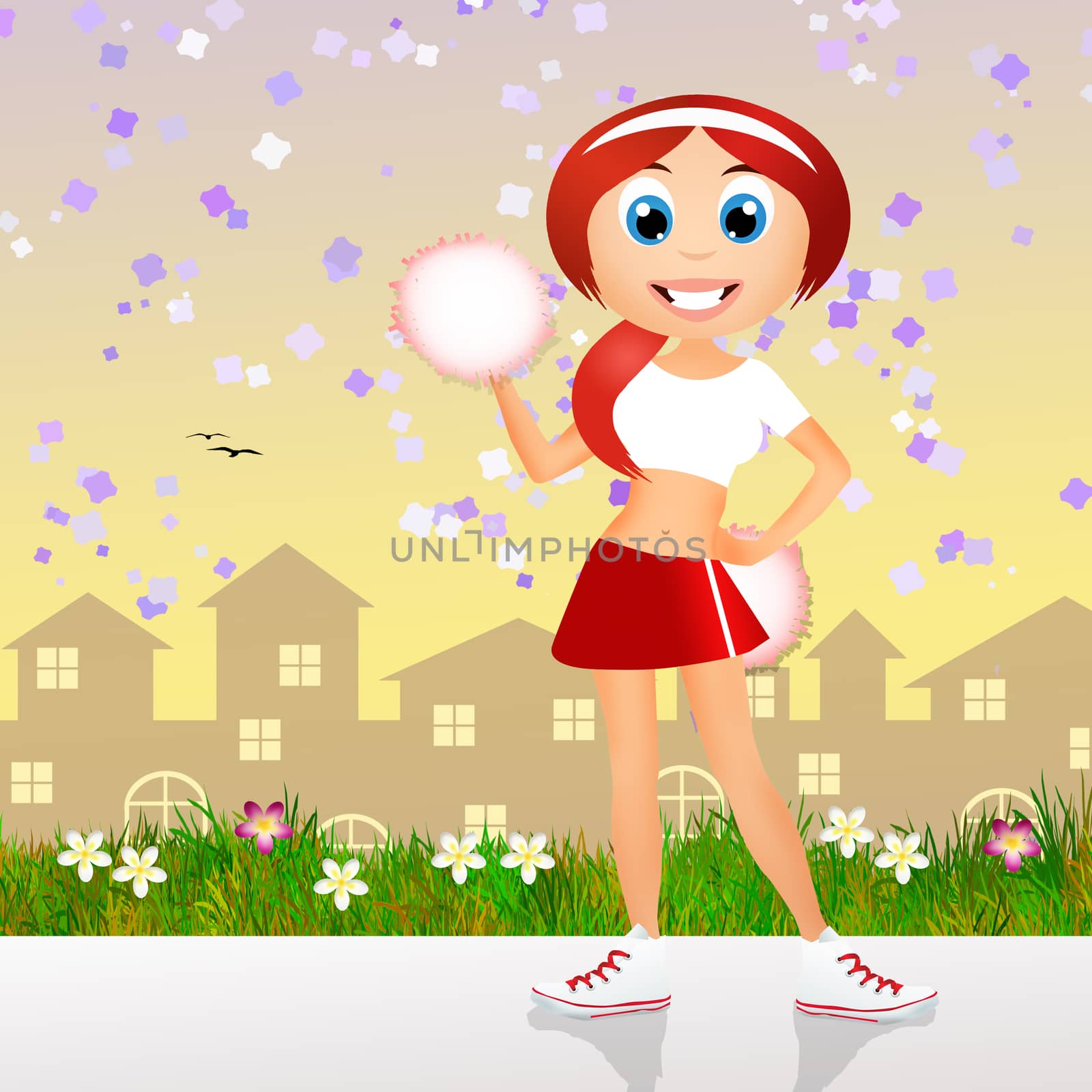 illustration of cute happy cheerleader