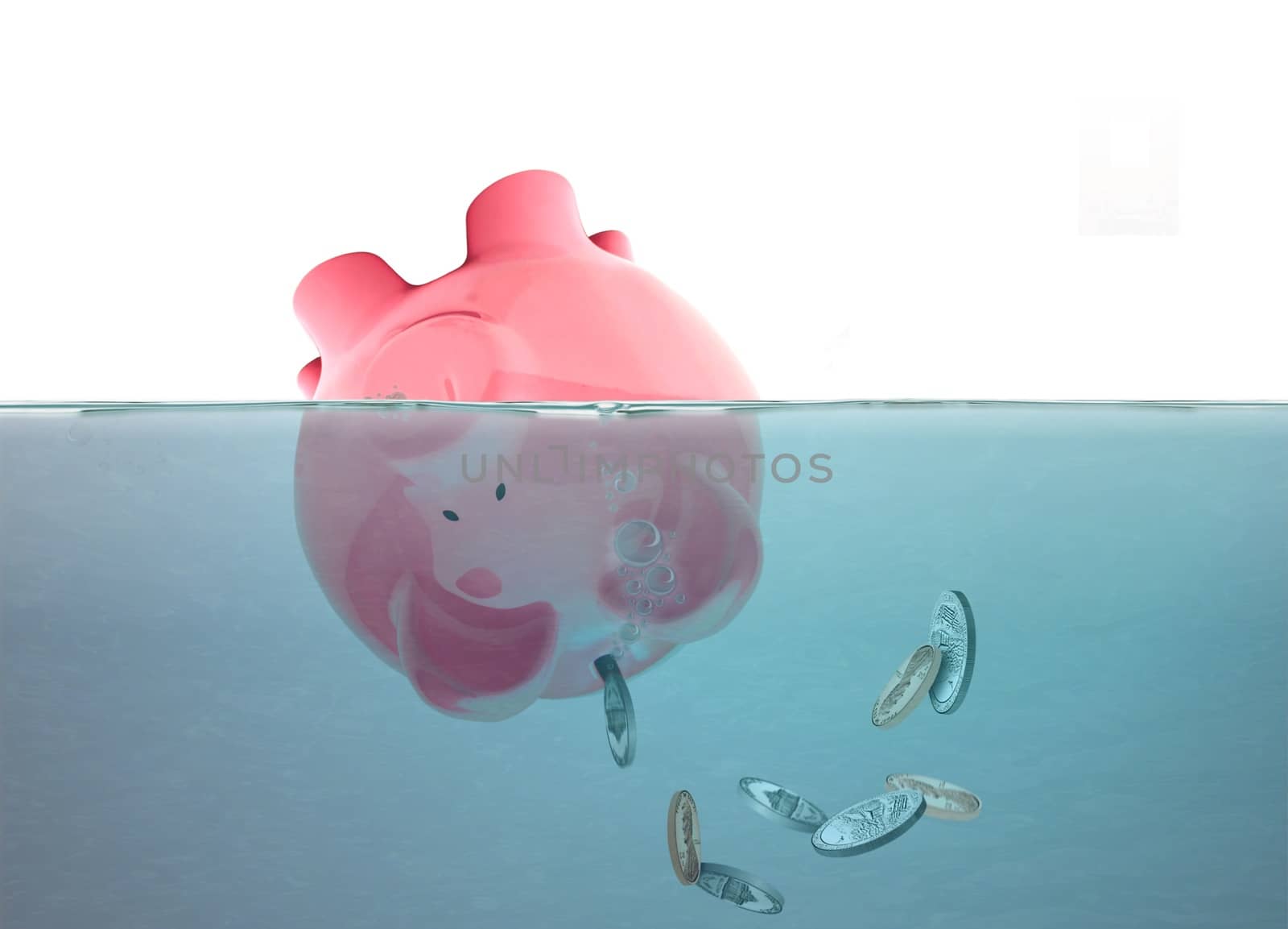 Drowning Piggy with Falling Coins