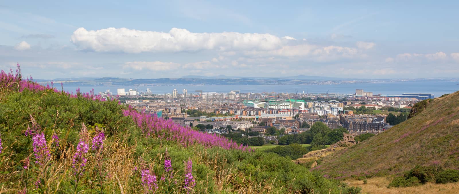 Panorama of Edinburgh from, modern and old fashioned