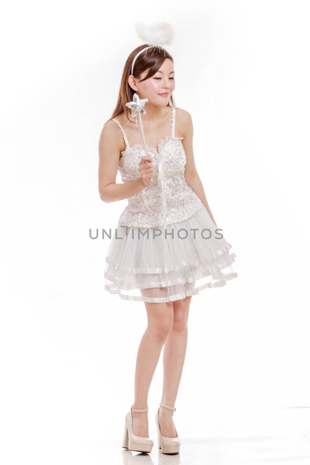 Beautiful Chinese Woman in Angel Halloween Costume by imagesbykenny